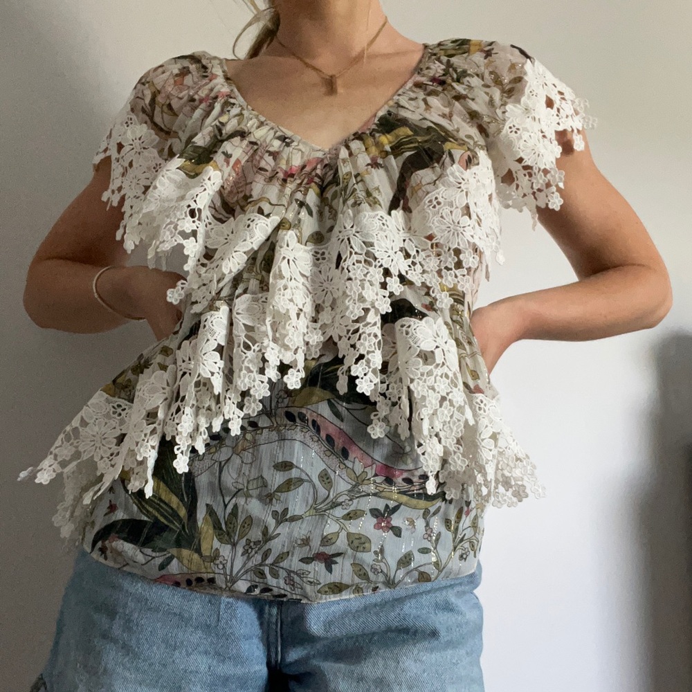 Anthropologie TryB Flower T Shirt